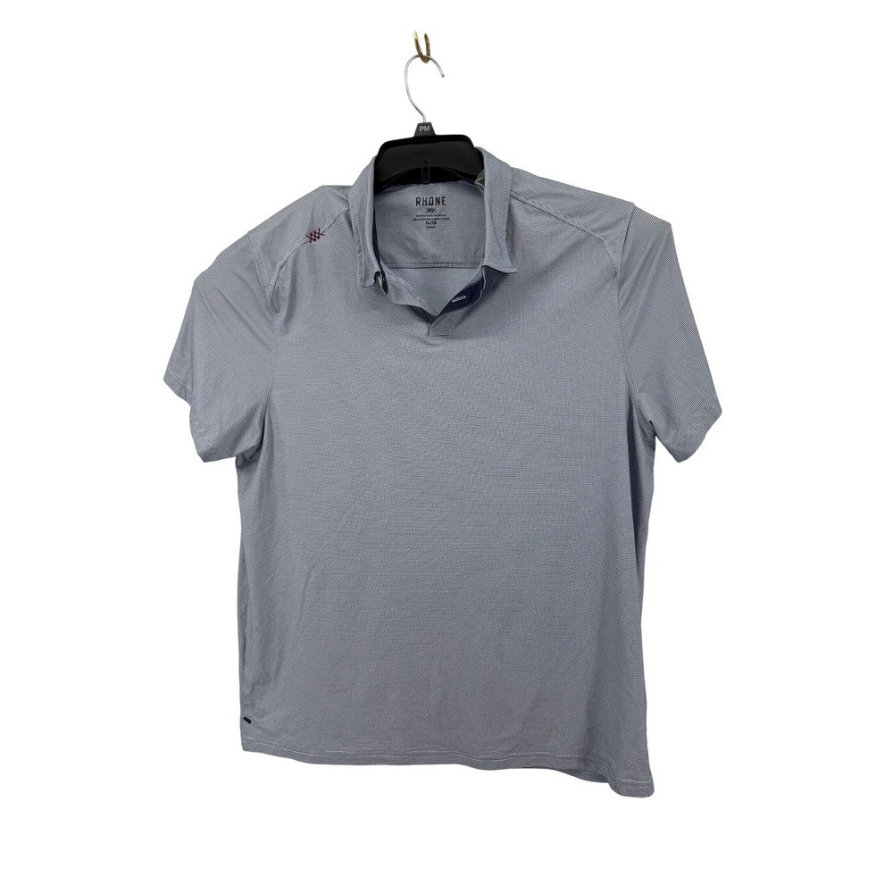 Rhone Polo Shirt Mens XL Blue Micro Pattern Performance Short Sleeve Golf Active